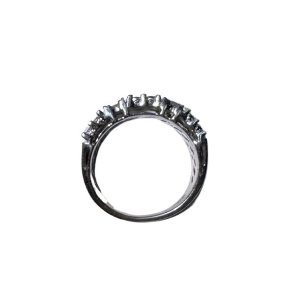 1/6 CT Diamond Triple Row Baguette Sterling Silver Ring - Picture 3 of 6